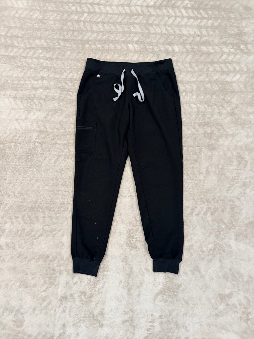 FIGS Zamora Jogger Scrub Pants Black Women’s Size Medium with Bleach Spots